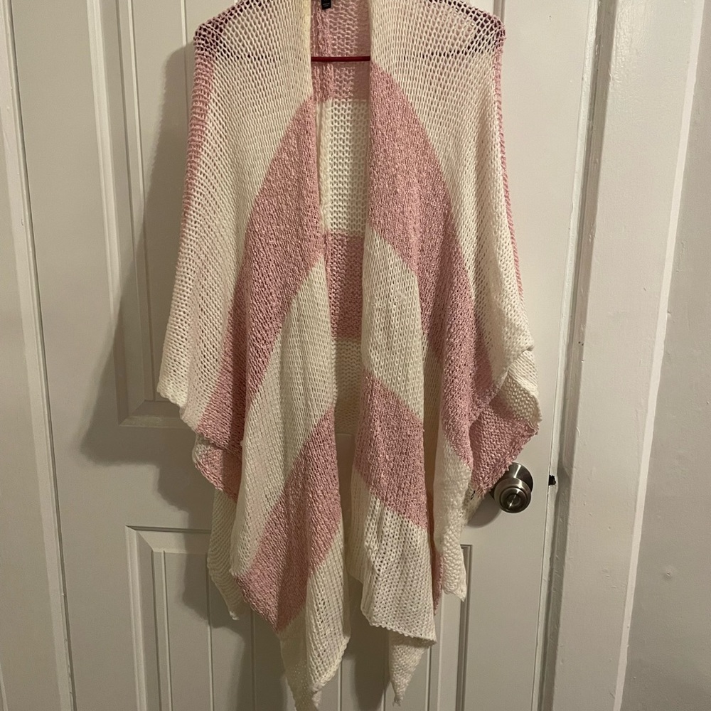 Light pink and white poncho